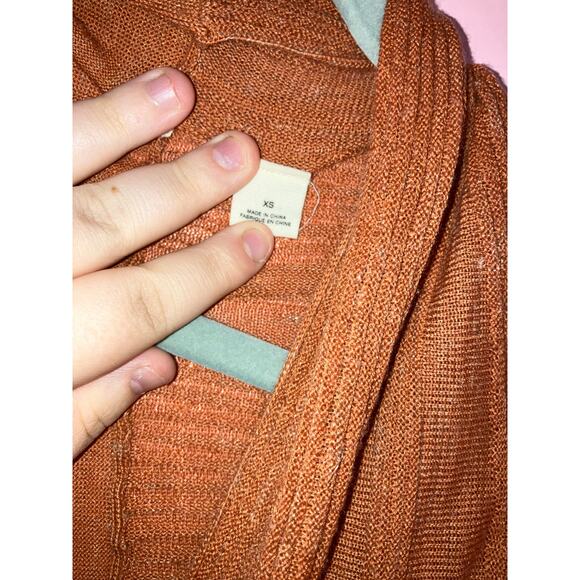 Moth Anthropologie Brand Wool Linen Blend Knit Open Cardigan Orange XS - Picture 3 of 6